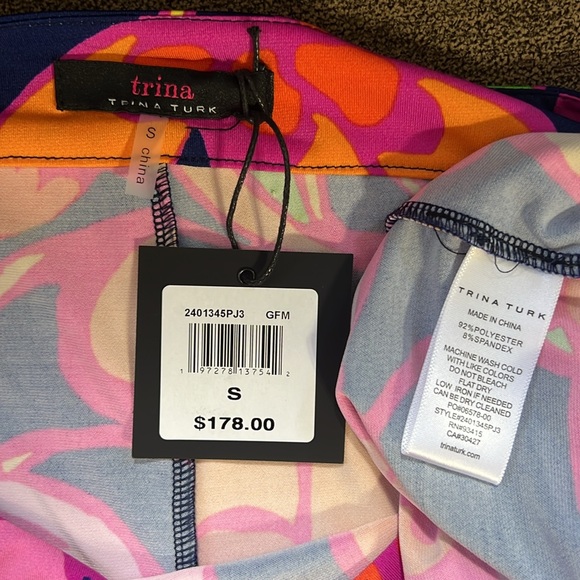 New Trina by Trina Turk Vinet Floral Jersey Split Sleeve Mini Dress Size Small - Picture 14 of 15